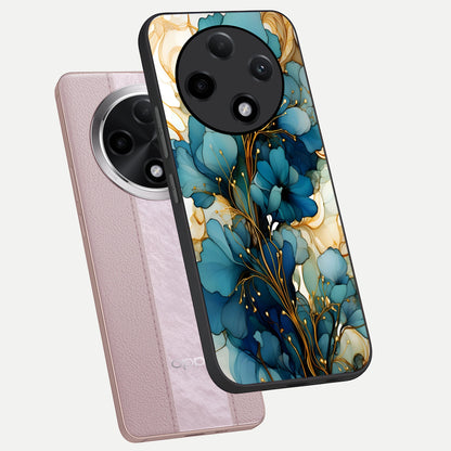  Golden Bloom Symphony phone case For Oppo F27 Pro Plus showing premium glass back cover with detailed artwork