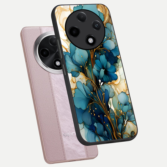  Golden Bloom Symphony phone case For Oppo F27 Pro Plus showing premium glass back cover with detailed artwork