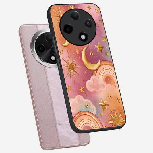  Golden Celestial Dreams phone case For Oppo F27 Pro Plus showing premium glass back cover with detailed artwork