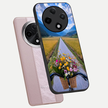  Golden Field Journey phone case For Oppo F27 Pro Plus showing premium glass back cover with detailed artwork