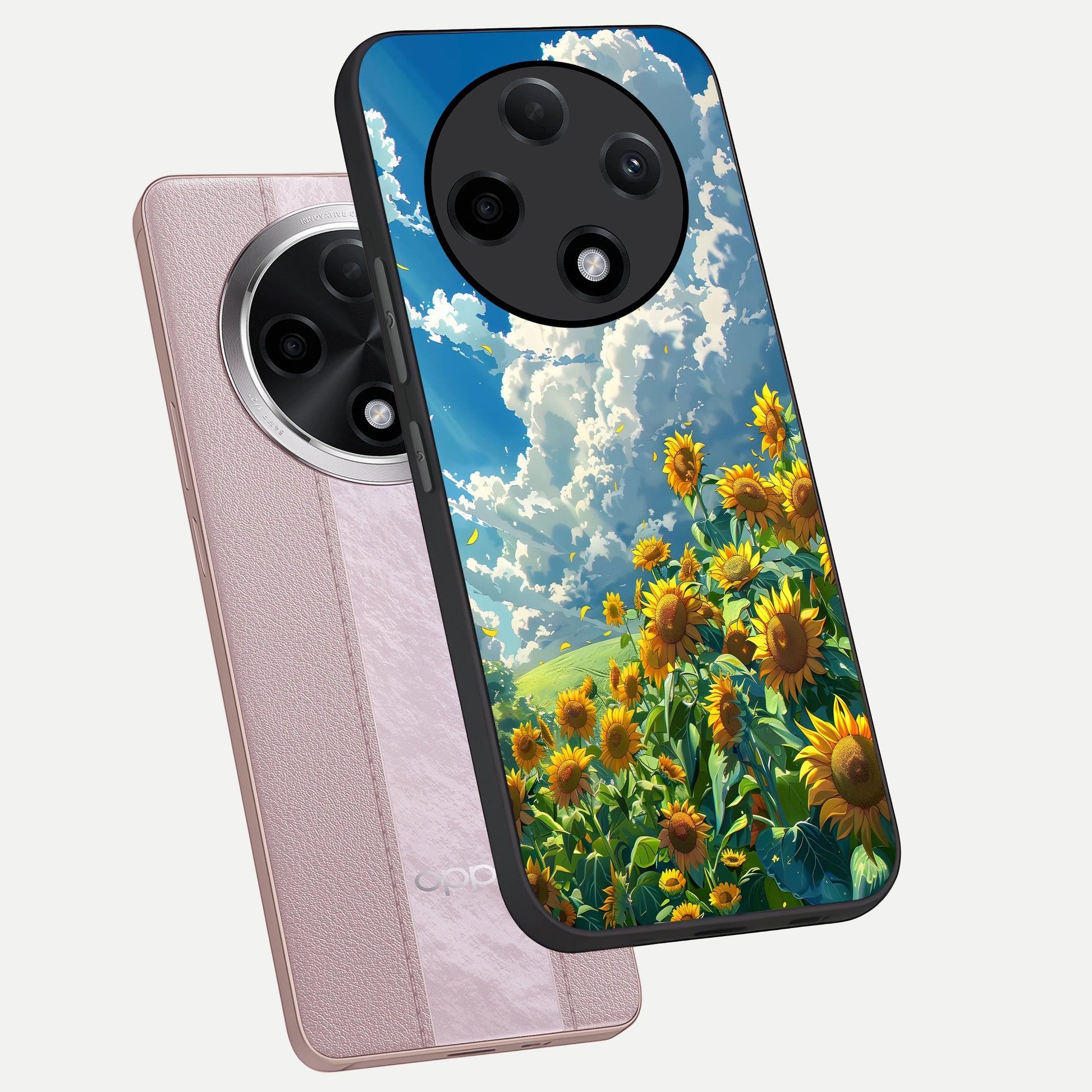  Golden Sun Glory phone case For Oppo F27 Pro Plus showing premium glass back cover with detailed artwork