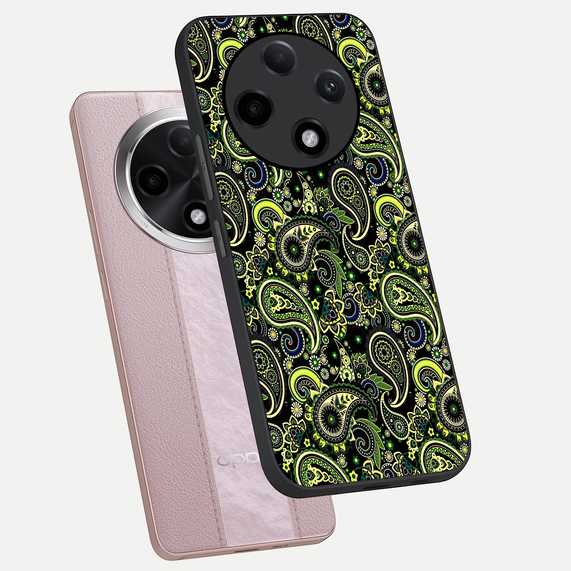  Green Lemon phone case For Oppo F27 Pro Plus showing premium glass back cover with detailed artwork