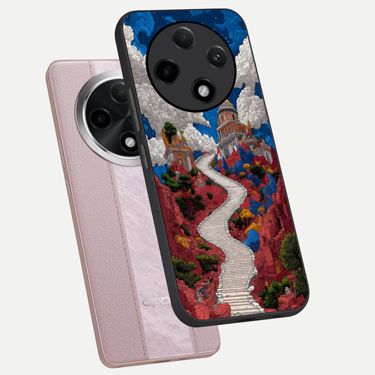  Heavenly Moon Path phone case For Oppo F27 Pro Plus showing premium glass back cover with detailed artwork