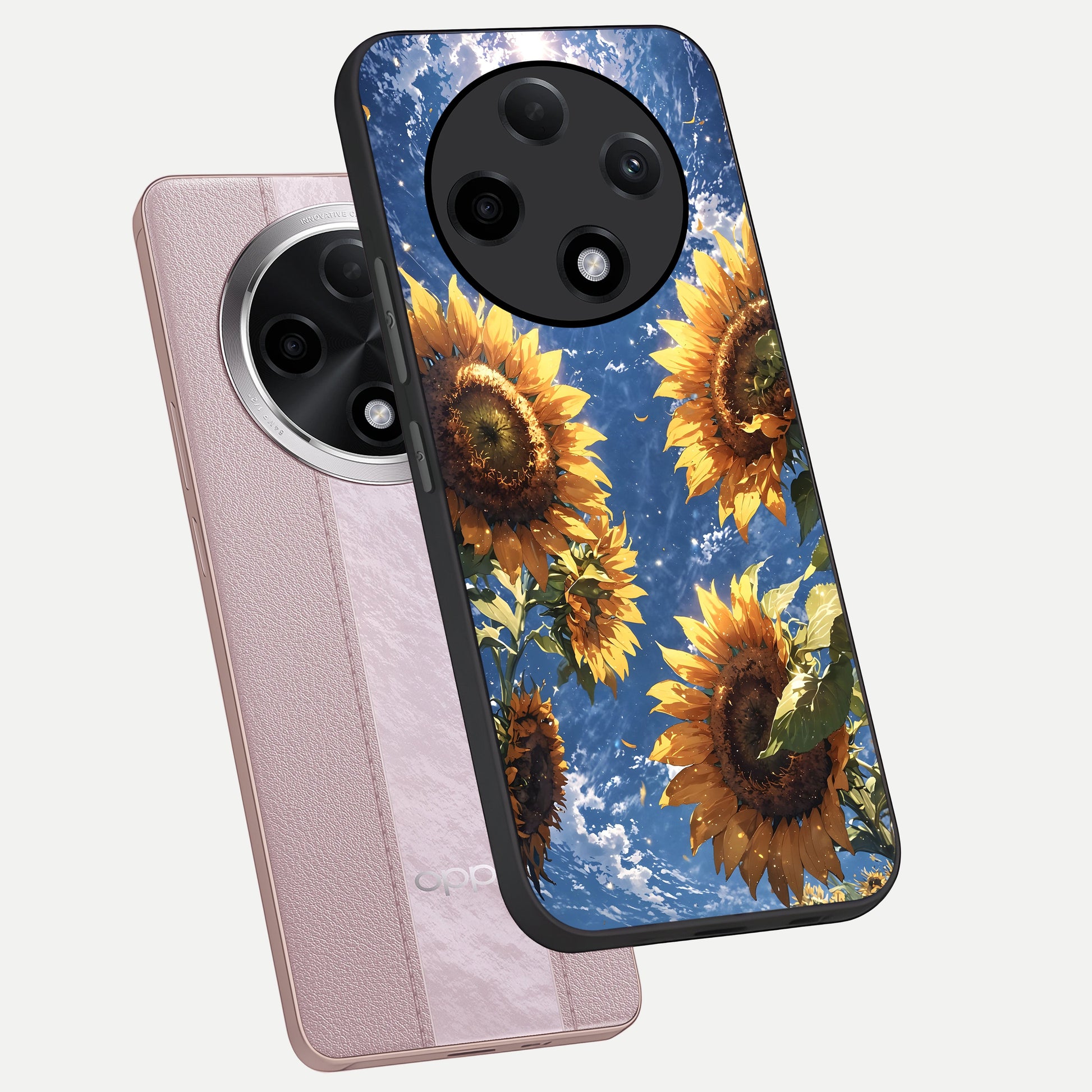  Heavenly Sunflower Rise phone case For Oppo F27 Pro Plus showing premium glass back cover with detailed artwork