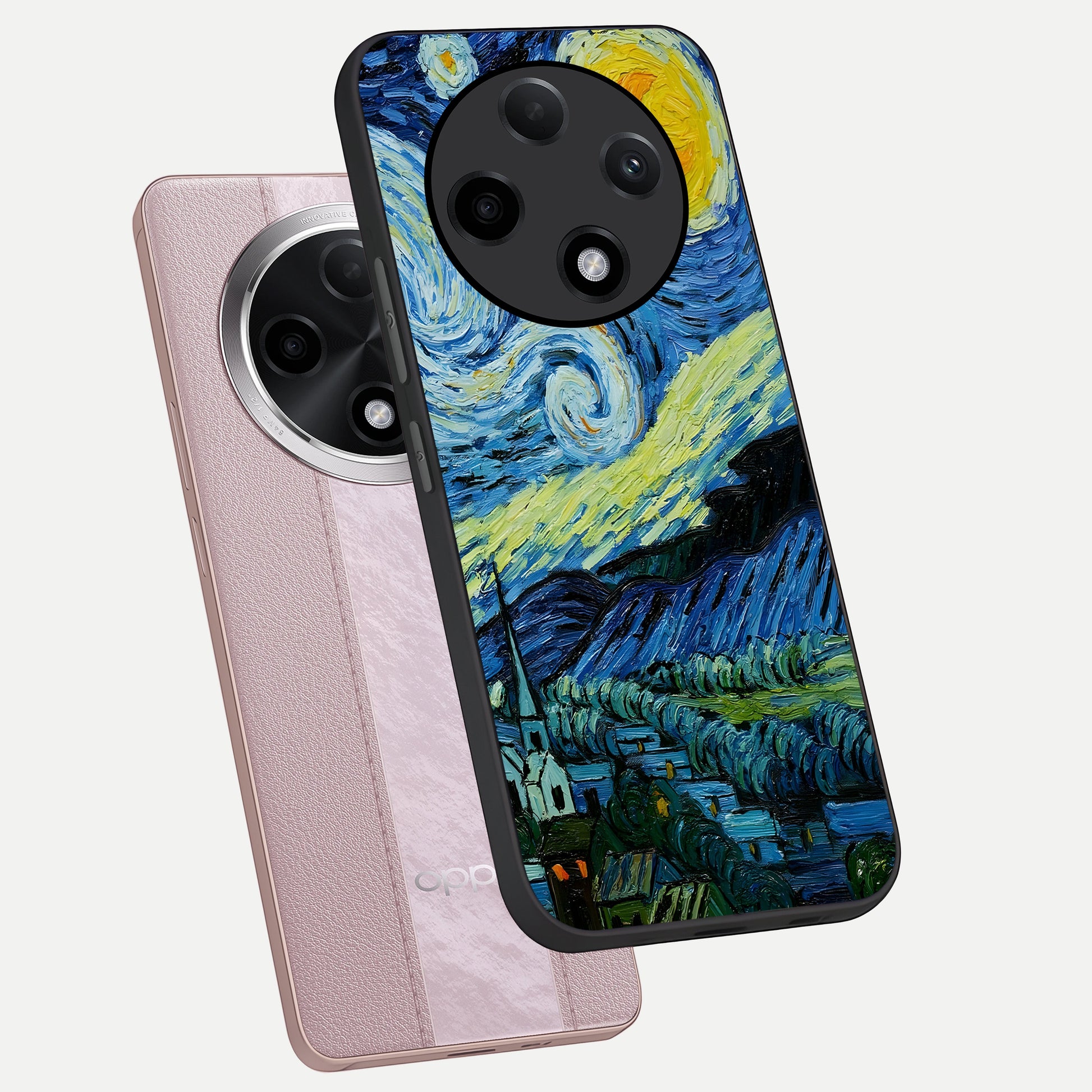  Inspired Van Gogh Art phone case For Oppo F27 Pro Plus showing premium glass back cover with detailed artwork