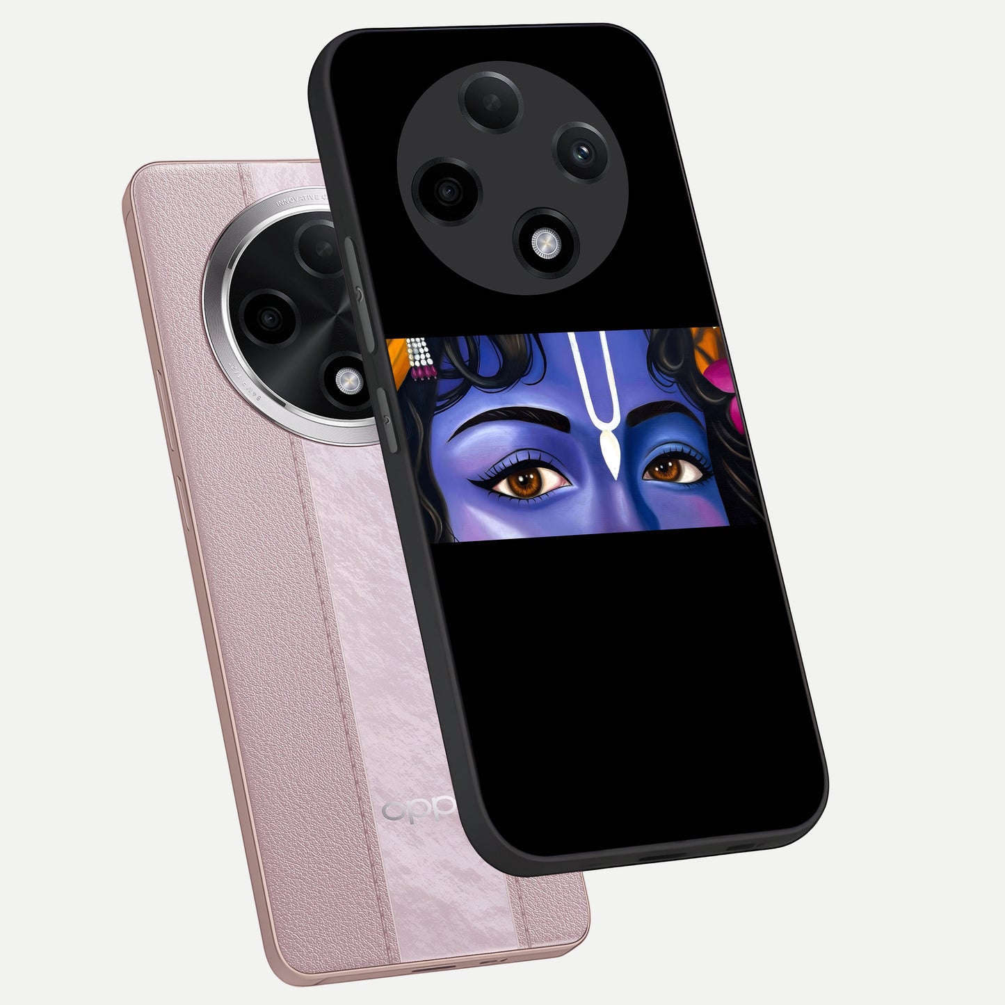  Krishna Eye phone case For Oppo F27 Pro Plus showing premium glass back cover with detailed artwork