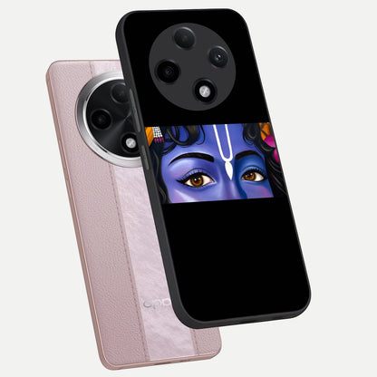  Krishna Eye phone case For Oppo F27 Pro Plus showing premium glass back cover with detailed artwork