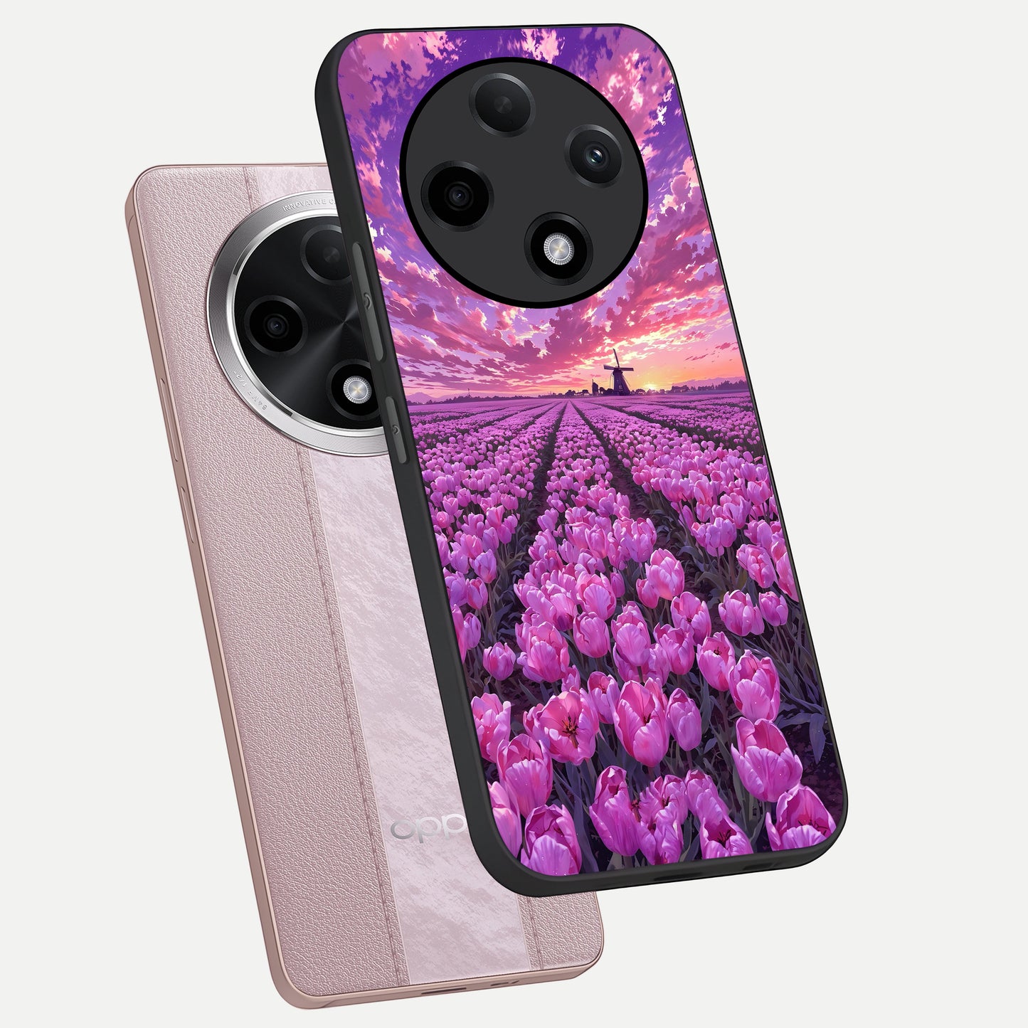  Lavender Dream Skies phone case For Oppo F27 Pro Plus showing premium glass back cover with detailed artwork