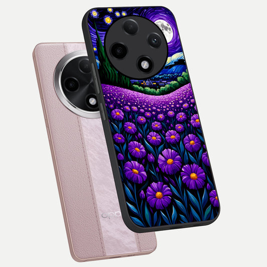  Lavender Moon Field phone case For Oppo F27 Pro Plus showing premium glass back cover with detailed artwork