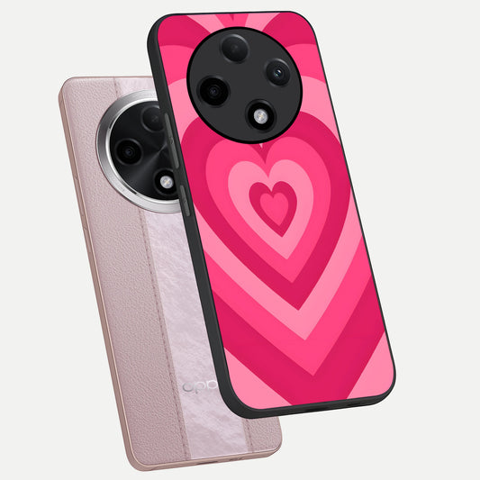  Layered Love Hearts phone case For Oppo F27 Pro Plus showing premium glass back cover with detailed artwork