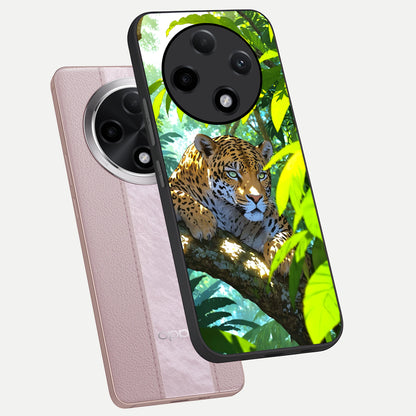  Leopard in Jungle phone case For Oppo F27 Pro Plus showing premium glass back cover with detailed artwork