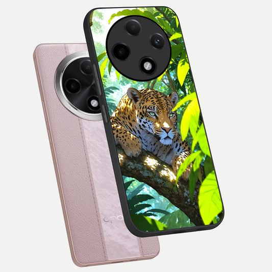  Leopard in Jungle phone case For Oppo F27 Pro Plus showing premium glass back cover with detailed artwork