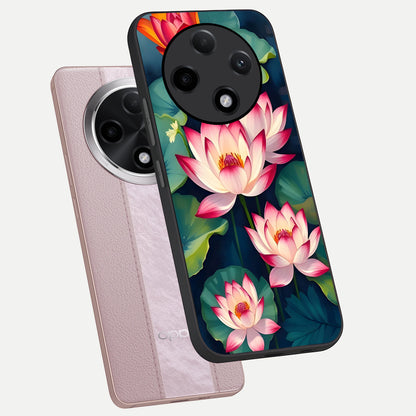  Lotus Dream Serenity phone case For Oppo F27 Pro Plus showing premium glass back cover with detailed artwork
