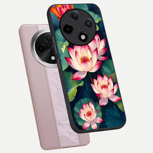  Lotus Dream Serenity phone case For Oppo F27 Pro Plus showing premium glass back cover with detailed artwork