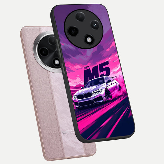  MS Neon Car phone case For Oppo F27 Pro Plus showing premium glass back cover with detailed artwork