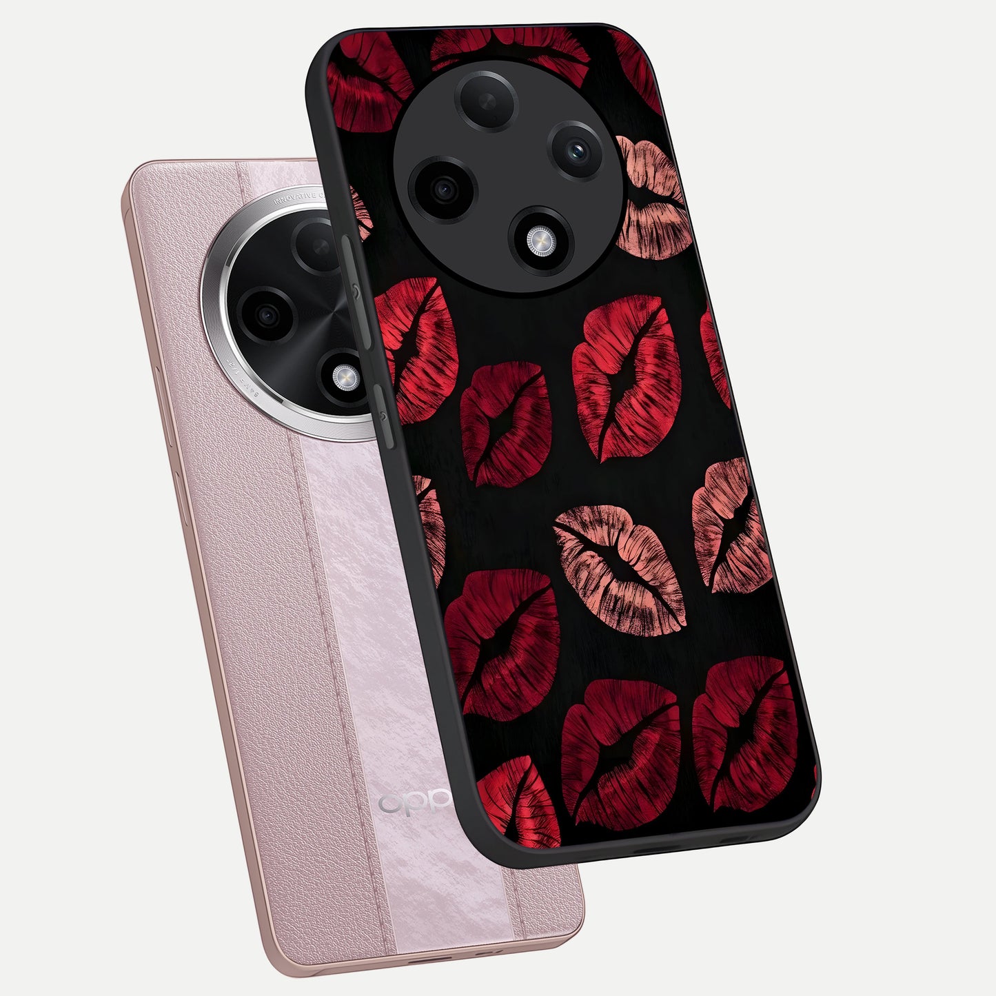 Midnight Kiss Love phone case For Oppo F27 Pro Plus showing premium glass back cover with detailed artwork