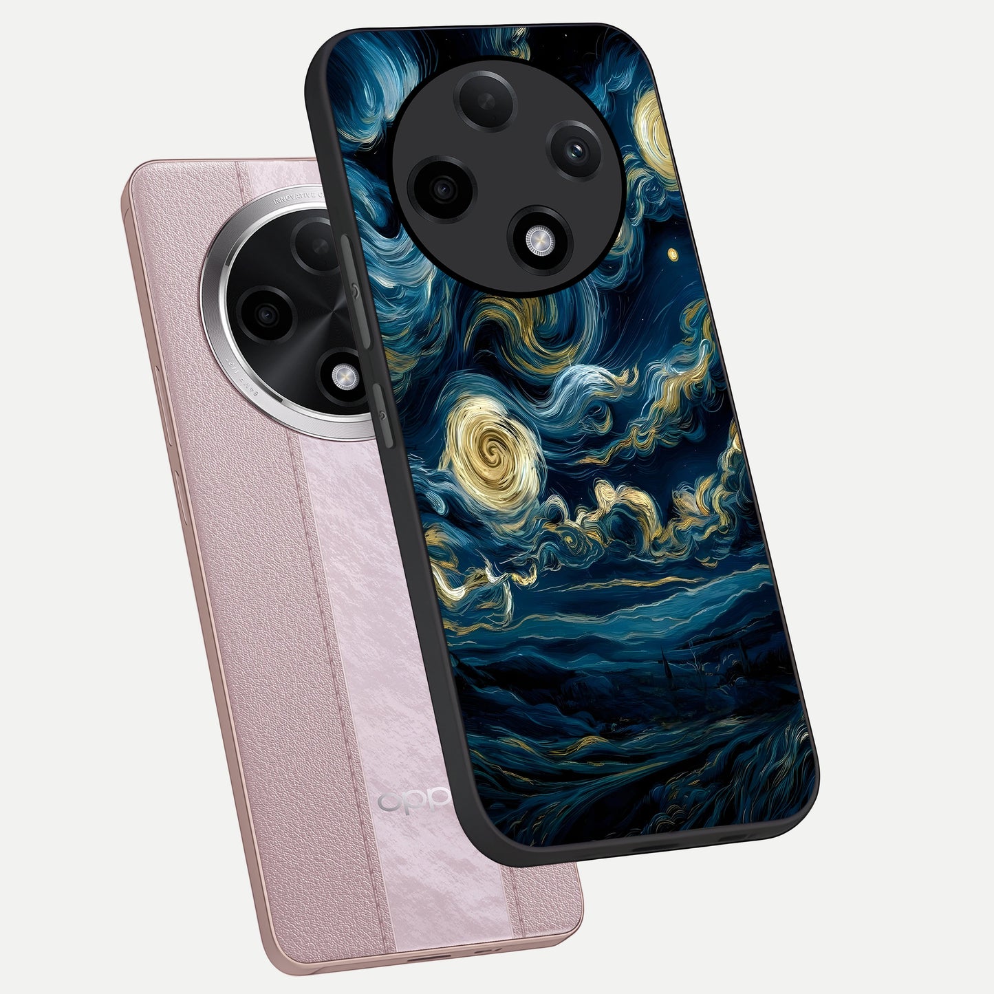  Midnight Sky Whirl phone case For Oppo F27 Pro Plus showing premium glass back cover with detailed artwork