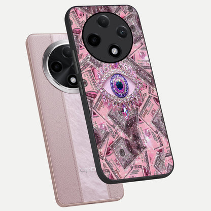  Money Eye Luxe phone case For Oppo F27 Pro Plus showing premium glass back cover with detailed artwork