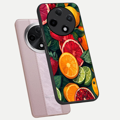  Multiple Fruits phone case For Oppo F27 Pro Plus showing premium glass back cover with detailed artwork