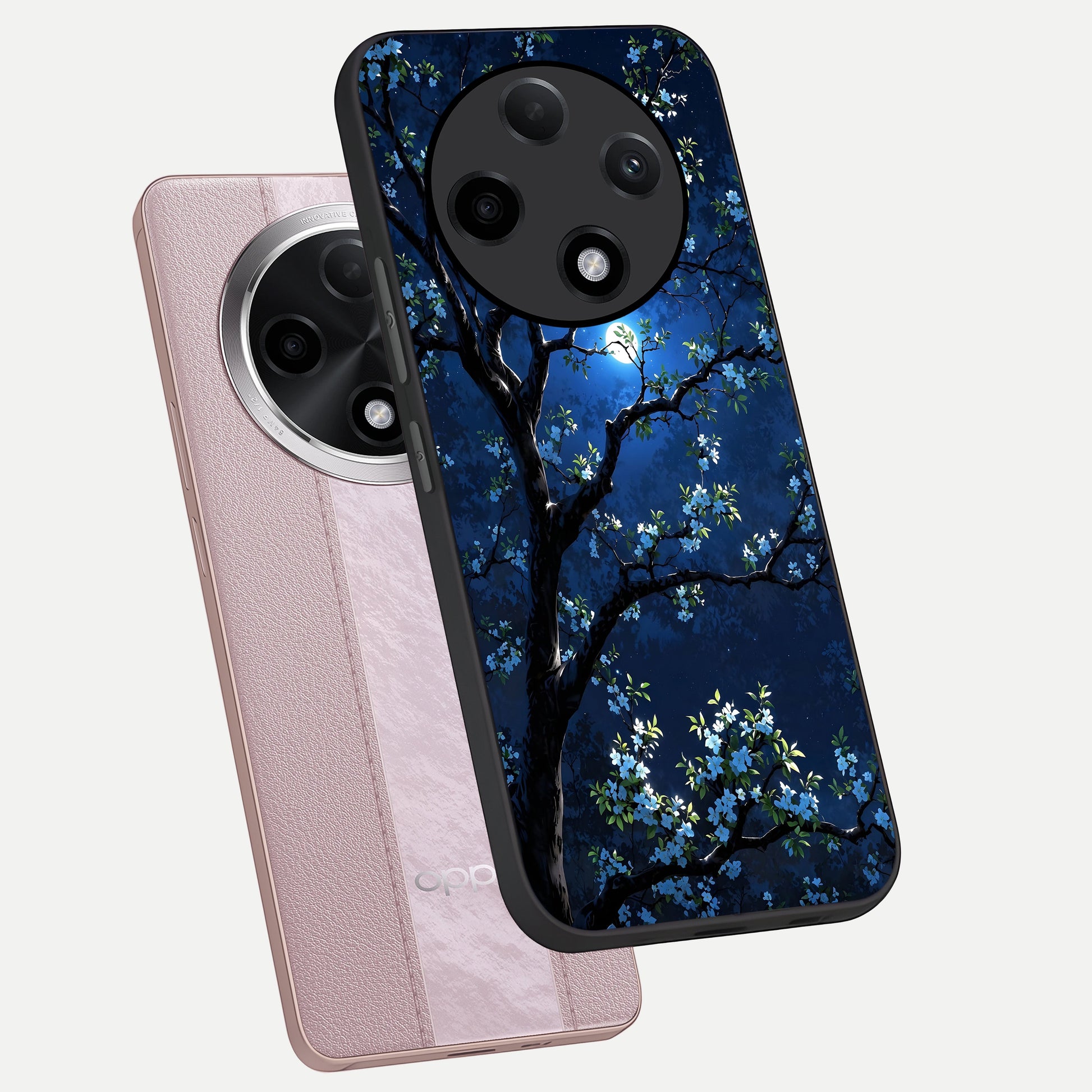  Mystic Floral Night phone case For Oppo F27 Pro Plus showing premium glass back cover with detailed artwork
