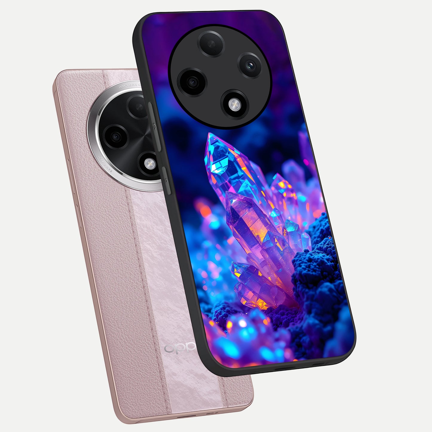  Neon Aura Shards phone case For Oppo F27 Pro Plus showing premium glass back cover with detailed artwork