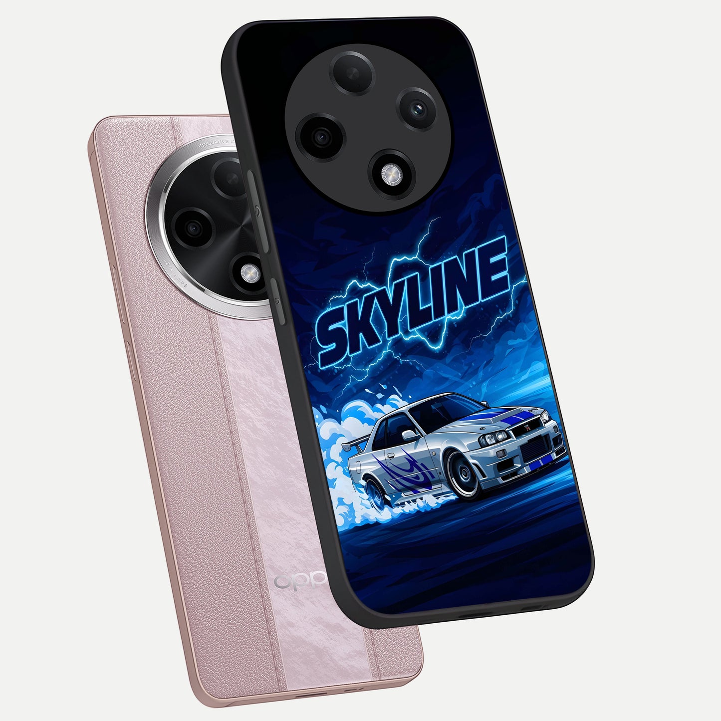  Neon Drift Beast phone case For Oppo F27 Pro Plus showing premium glass back cover with detailed artwork