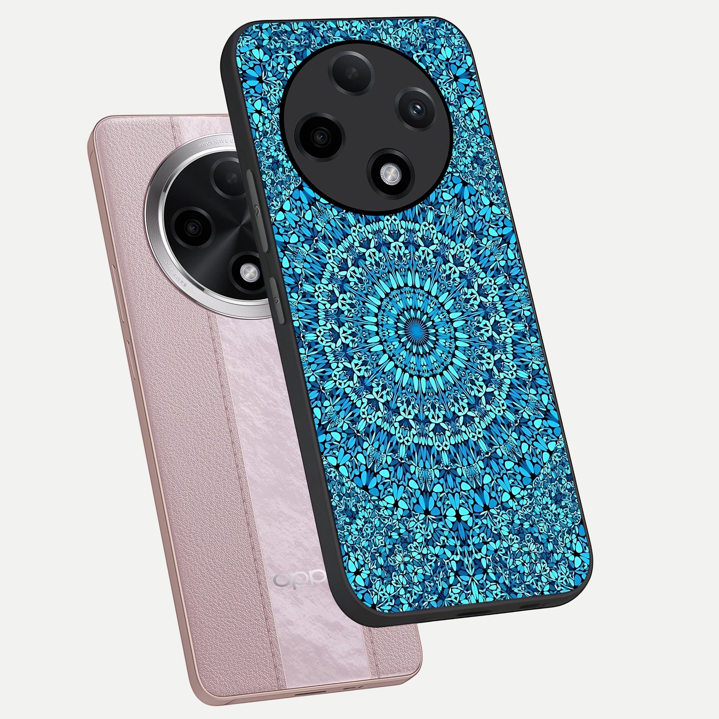  Ocean Bloom Mandala phone case For Oppo F27 Pro Plus showing premium glass back cover with detailed artwork