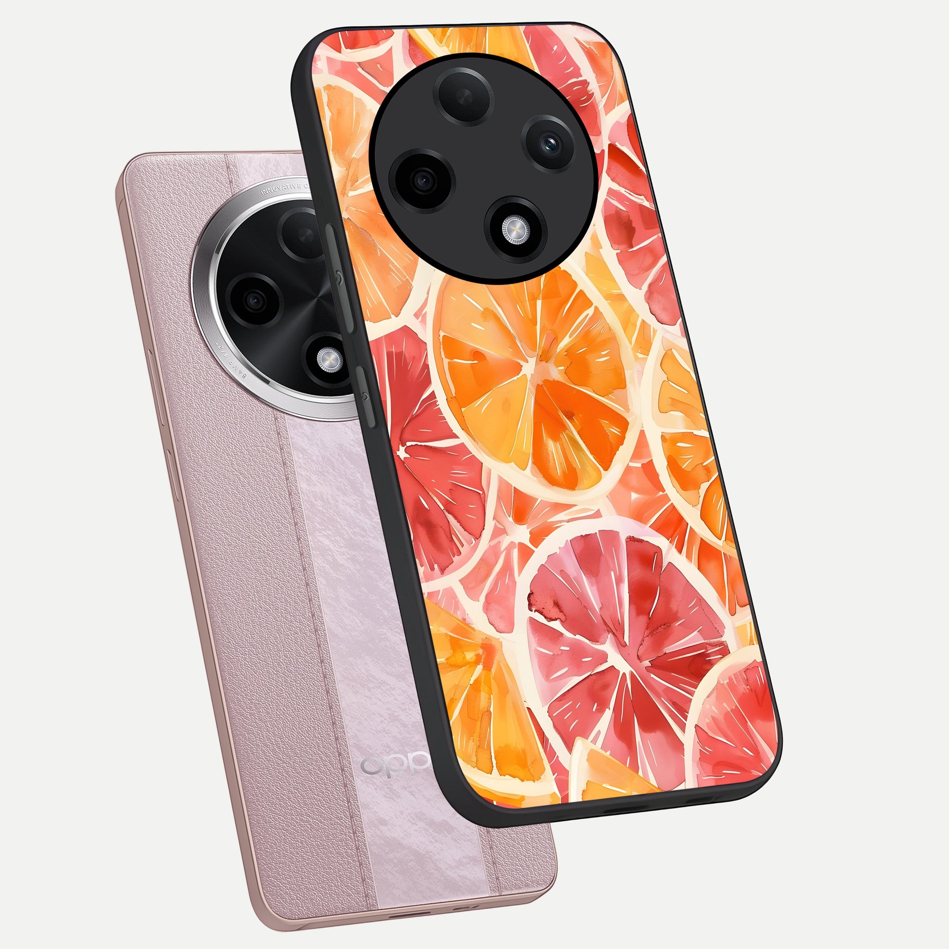  Orange Fruits Pattern phone case For Oppo F27 Pro Plus showing premium glass back cover with detailed artwork