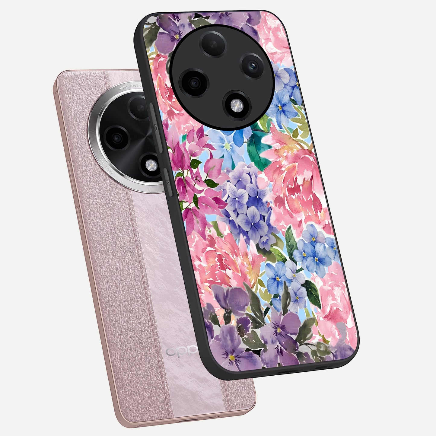  Pastel Floral Mix phone case For Oppo F27 Pro Plus showing premium glass back cover with detailed artwork