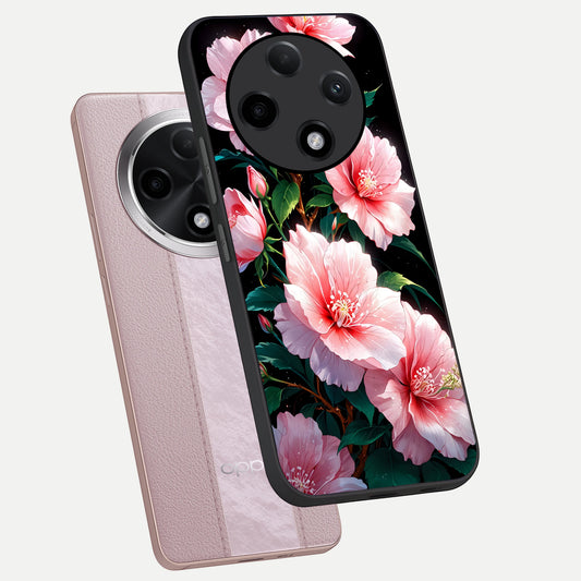  Peach Flower phone case For Oppo F27 Pro Plus showing premium glass back cover with detailed artwork
