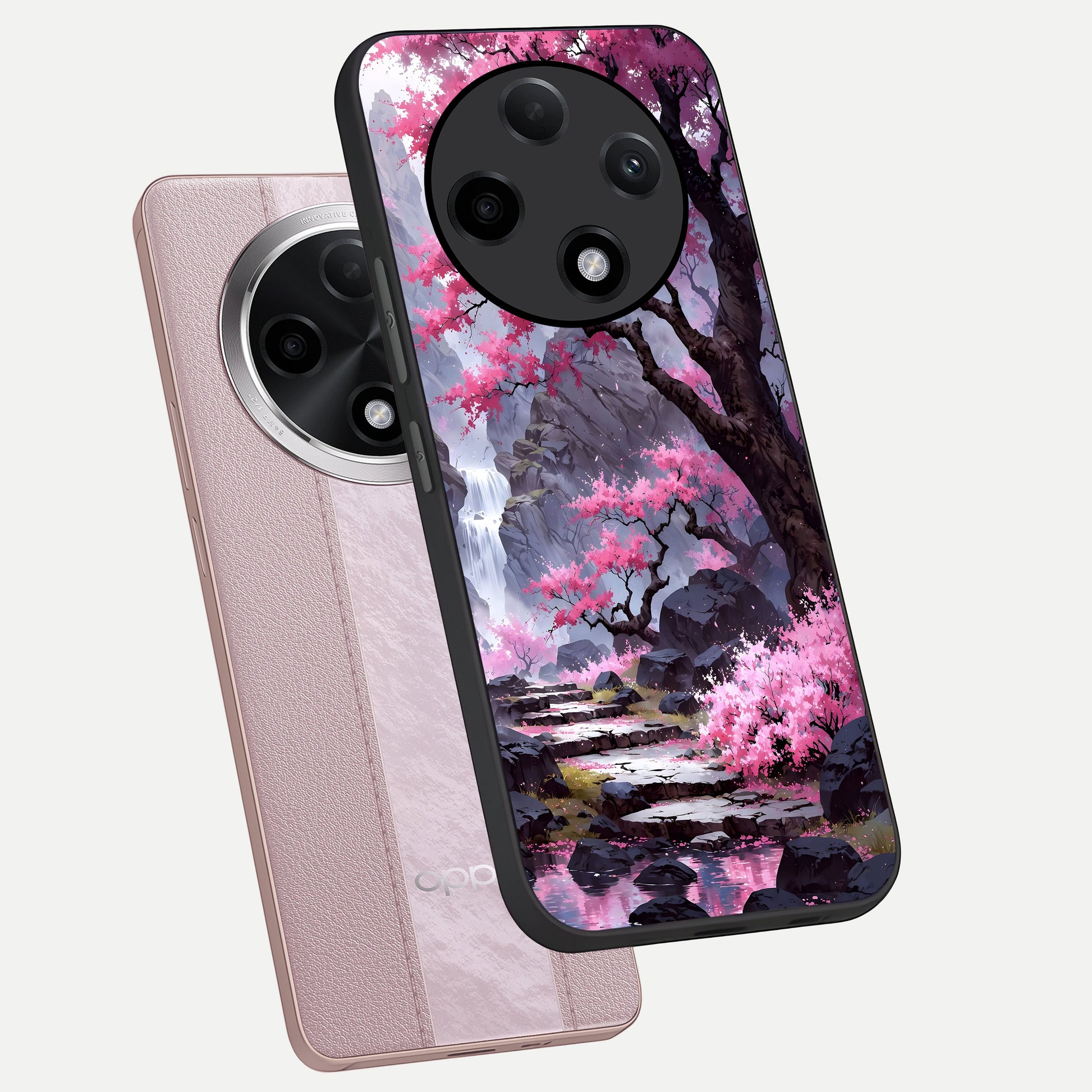 Pink Sunflower Glow phone case For Oppo F27 Pro Plus showing premium glass back cover with detailed artwork