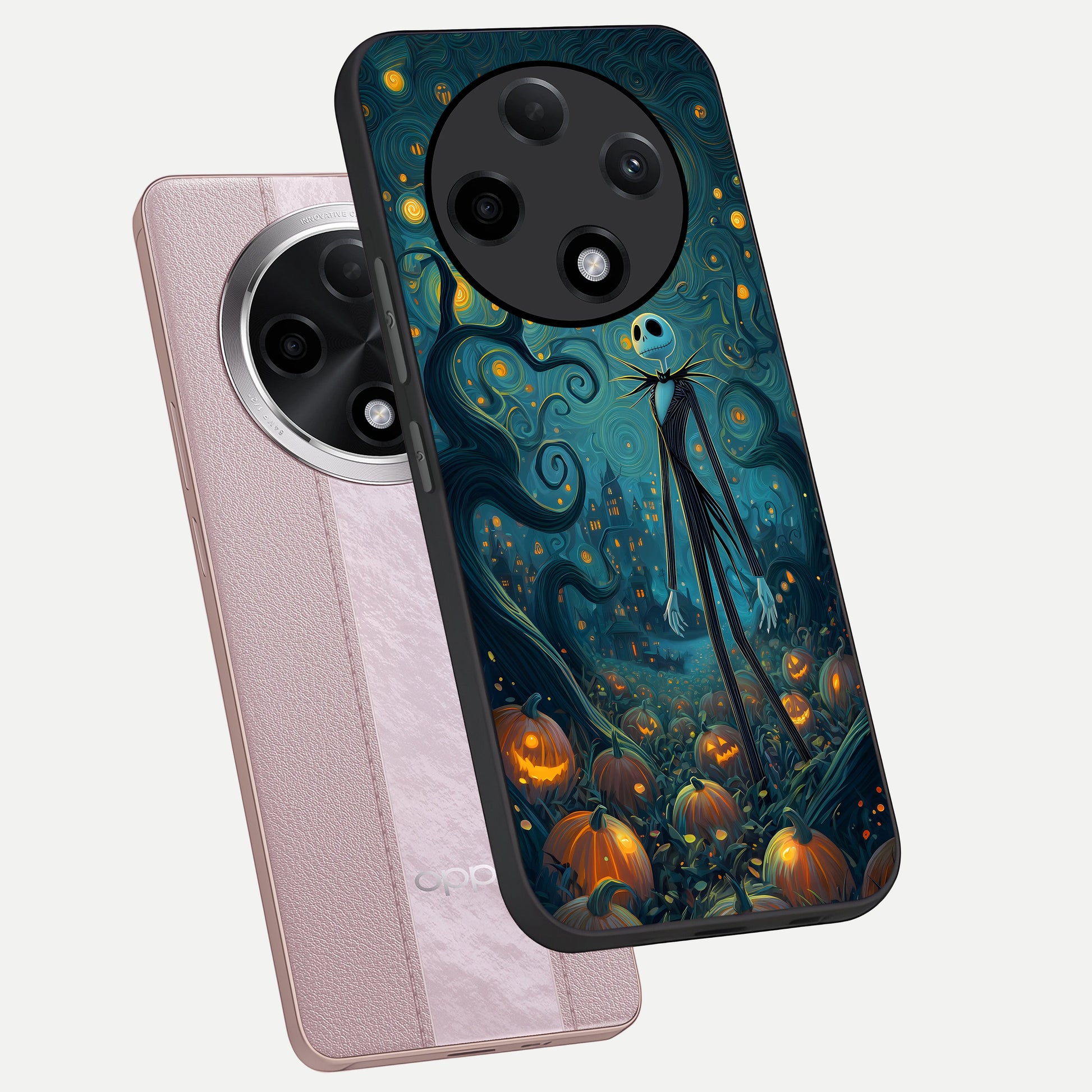  Pumpkin Moonlight Tale phone case For Oppo F27 Pro Plus showing premium glass back cover with detailed artwork