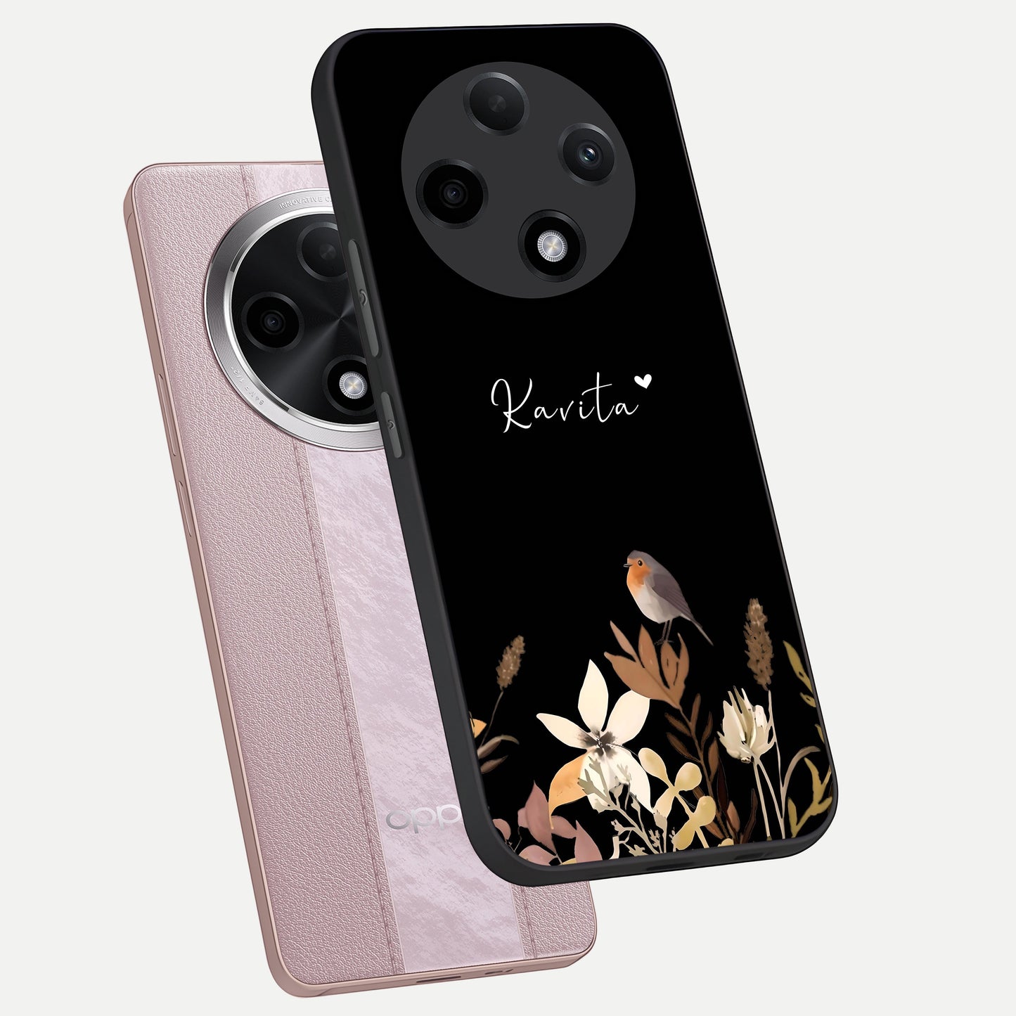  Quiet Garden Tune Custom Name phone case For Oppo F27 Pro Plus showing premium glass back cover with detailed artwork