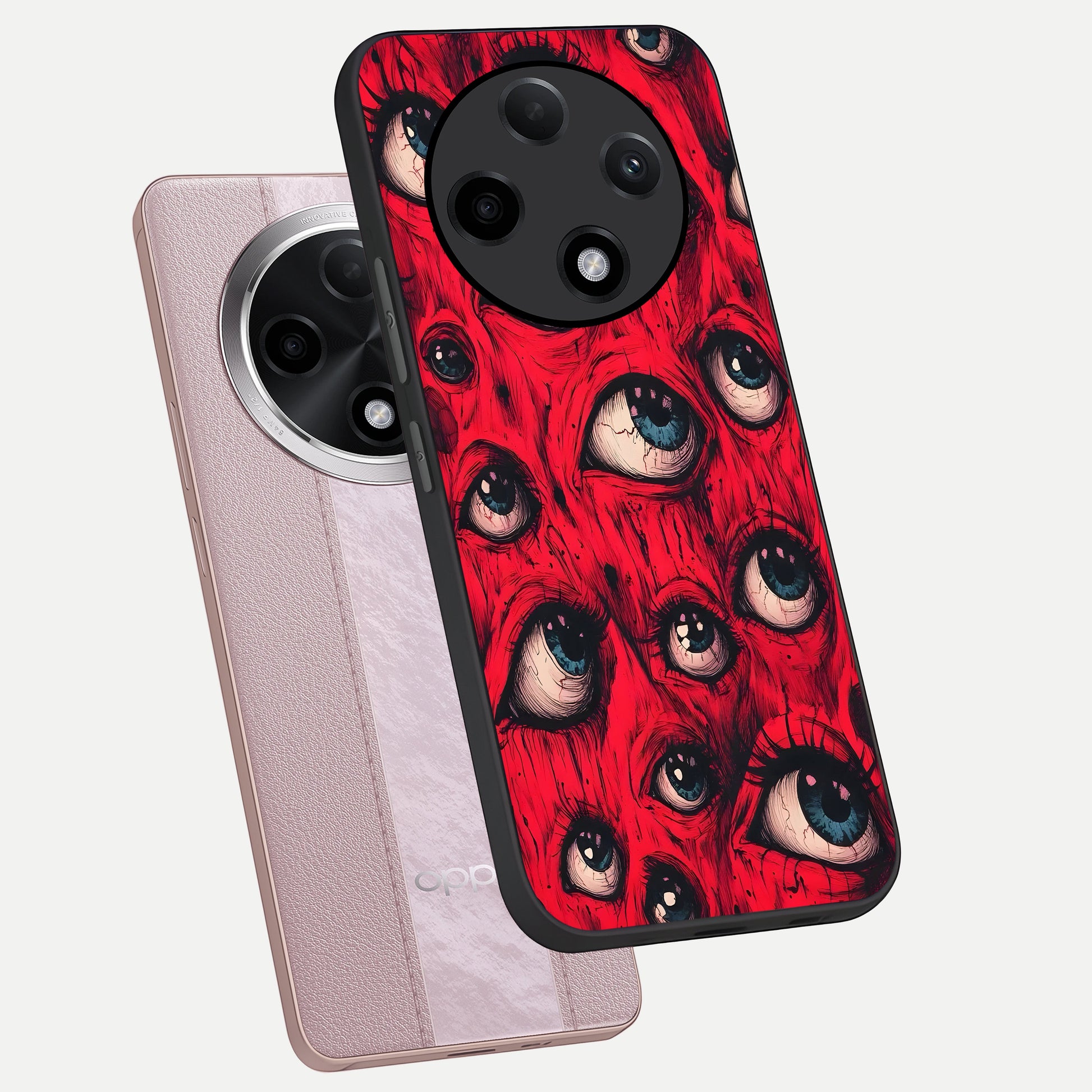  Red Eyes Pattern phone case For Oppo F27 Pro Plus showing premium glass back cover with detailed artwork