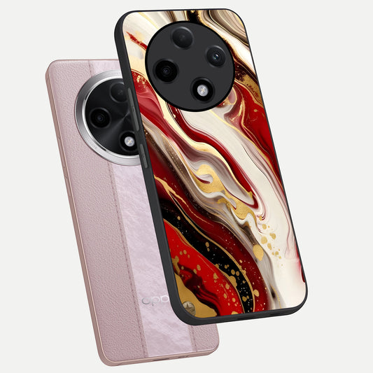  Red And White Marble phone case For Oppo F27 Pro Plus showing premium glass back cover with detailed artwork