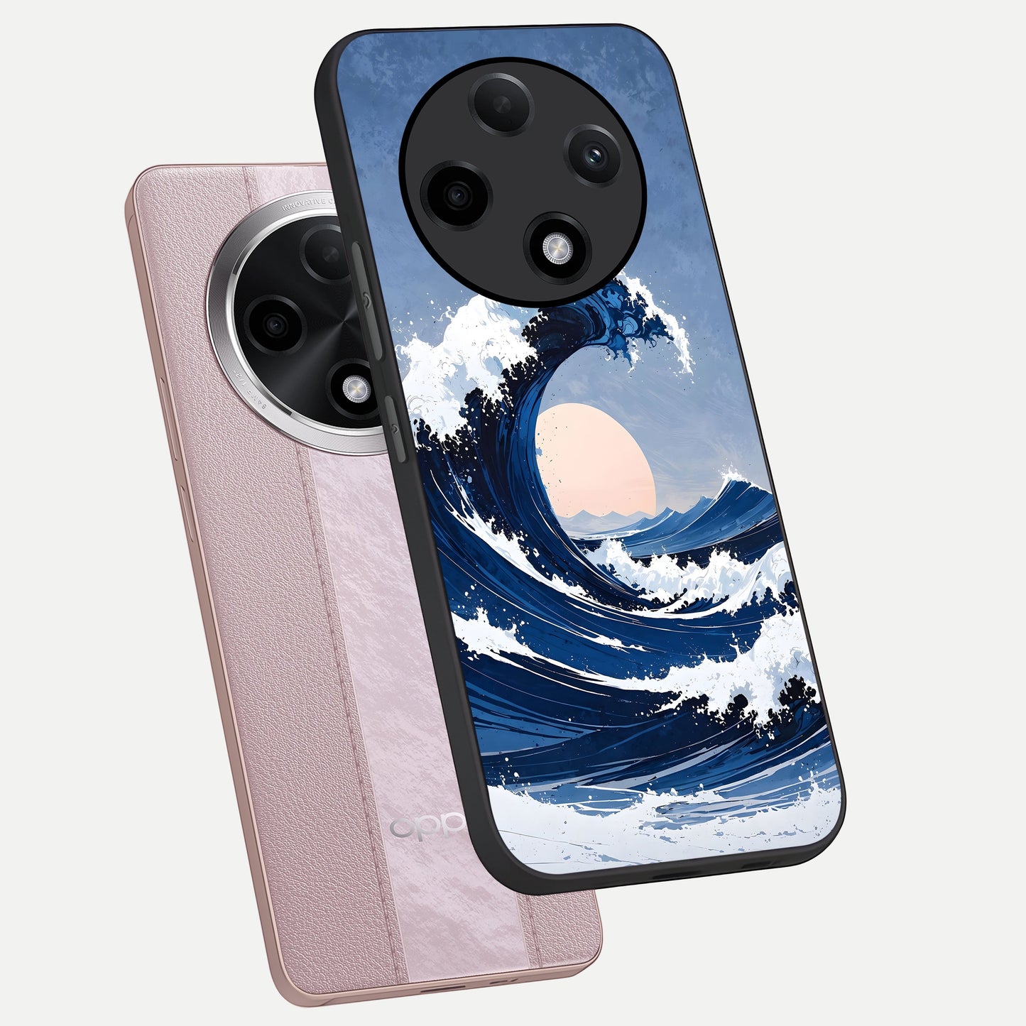  Rising Tide Power phone case For Oppo F27 Pro Plus showing premium glass back cover with detailed artwork