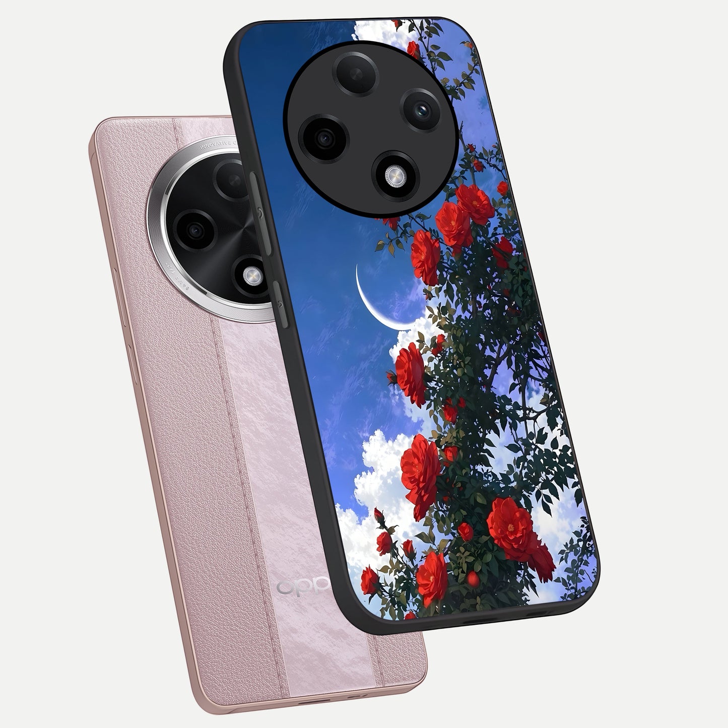  Rose Drift Flowers phone case For Oppo F27 Pro Plus showing premium glass back cover with detailed artwork