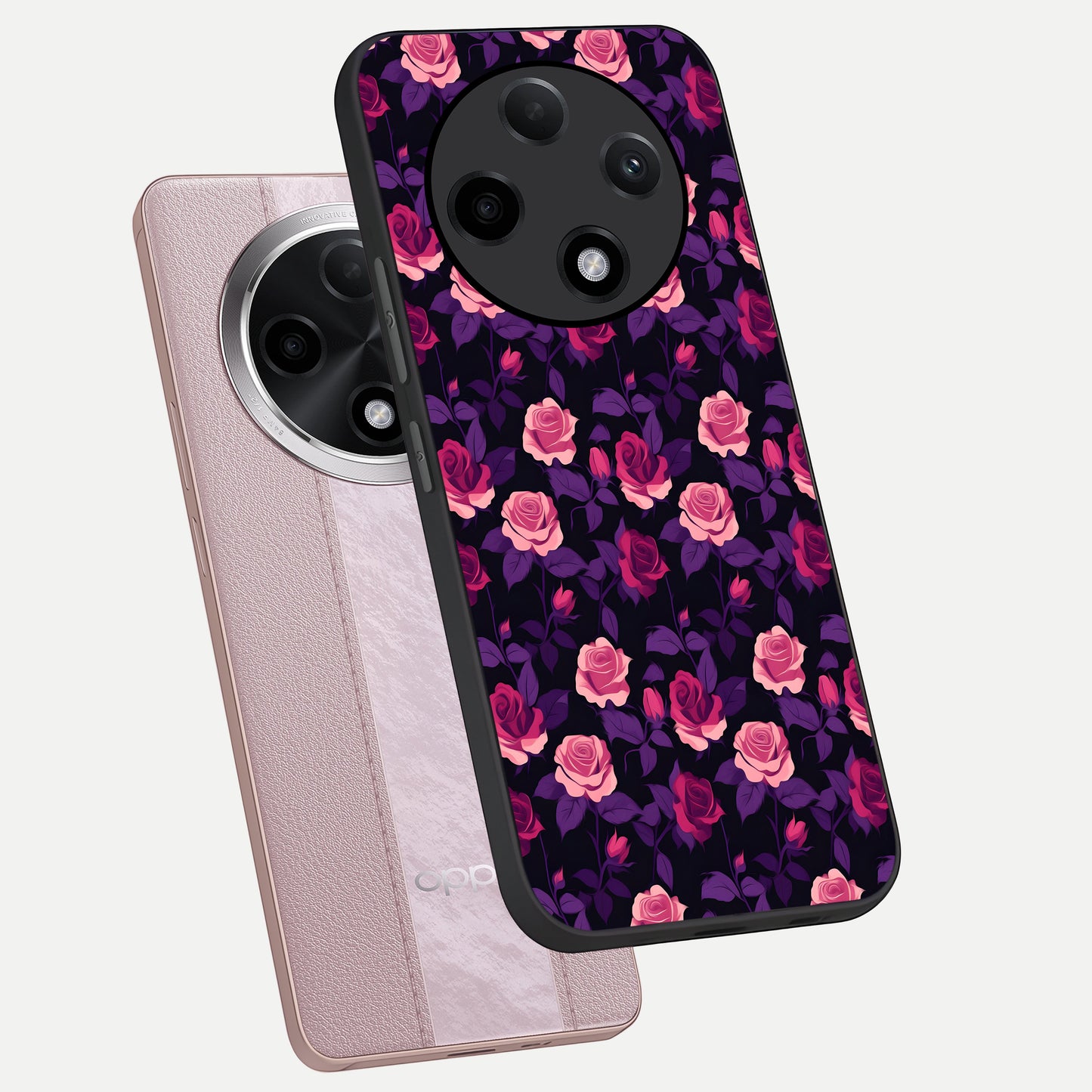  Rose Garden Twilight phone case For Oppo F27 Pro Plus showing premium glass back cover with detailed artwork