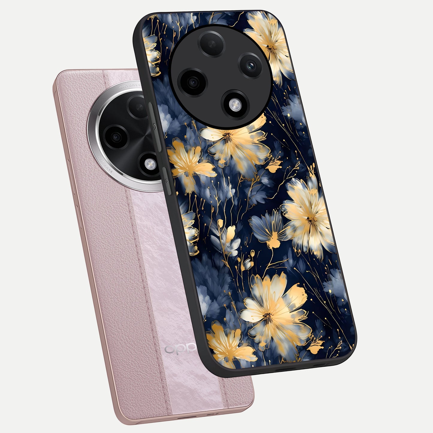  Royal Petal Dream phone case For Oppo F27 Pro Plus showing premium glass back cover with detailed artwork
