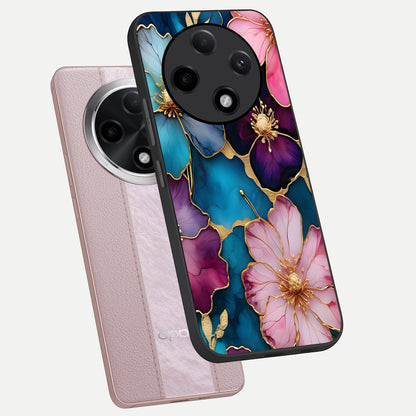  Sparkle Floral phone case For Oppo F27 Pro Plus showing premium glass back cover with detailed artwork