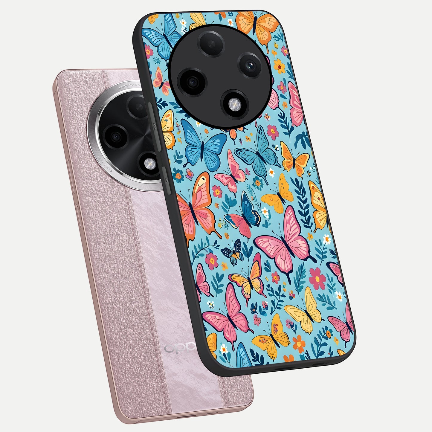  Spring Wing Garden phone case For Oppo F27 Pro Plus showing premium glass back cover with detailed artwork