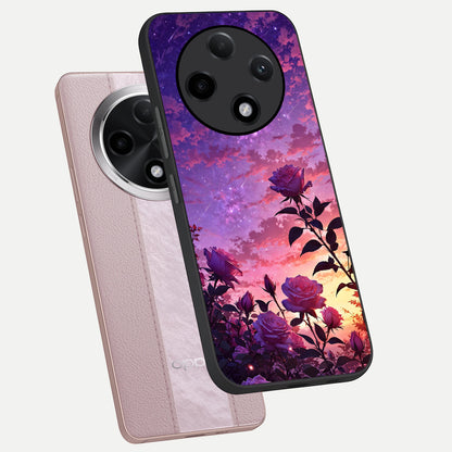  Starlit Rose Twilight phone case For Oppo F27 Pro Plus showing premium glass back cover with detailed artwork