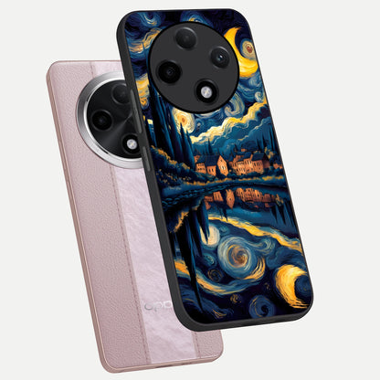  Starry Sky Serenity phone case For Oppo F27 Pro Plus showing premium glass back cover with detailed artwork