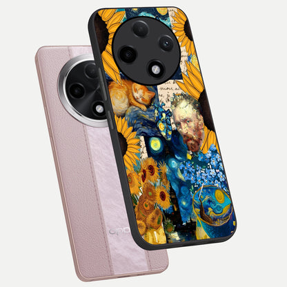  Sunflower Chic Mood Custom Name phone case For Oppo F27 Pro Plus showing premium glass back cover with detailed artwork