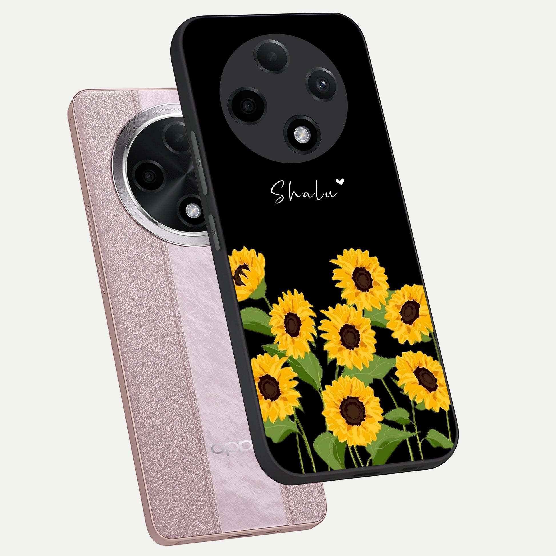  Sunflower Sky Bloom phone case For Oppo F27 Pro Plus showing premium glass back cover with detailed artwork