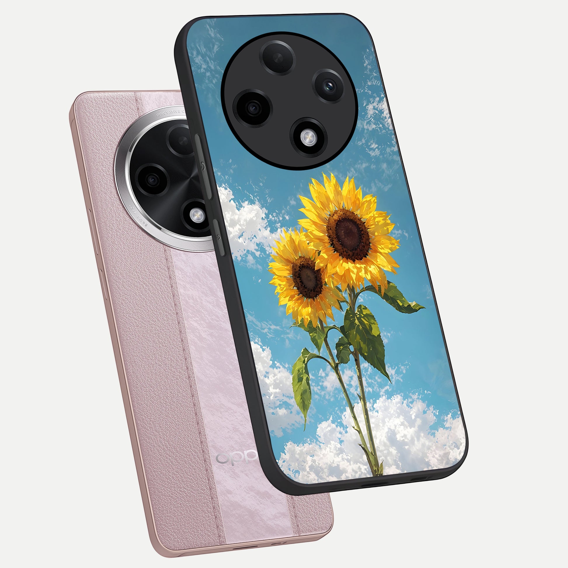  Sunlit Daisy Glow phone case For Oppo F27 Pro Plus showing premium glass back cover with detailed artwork