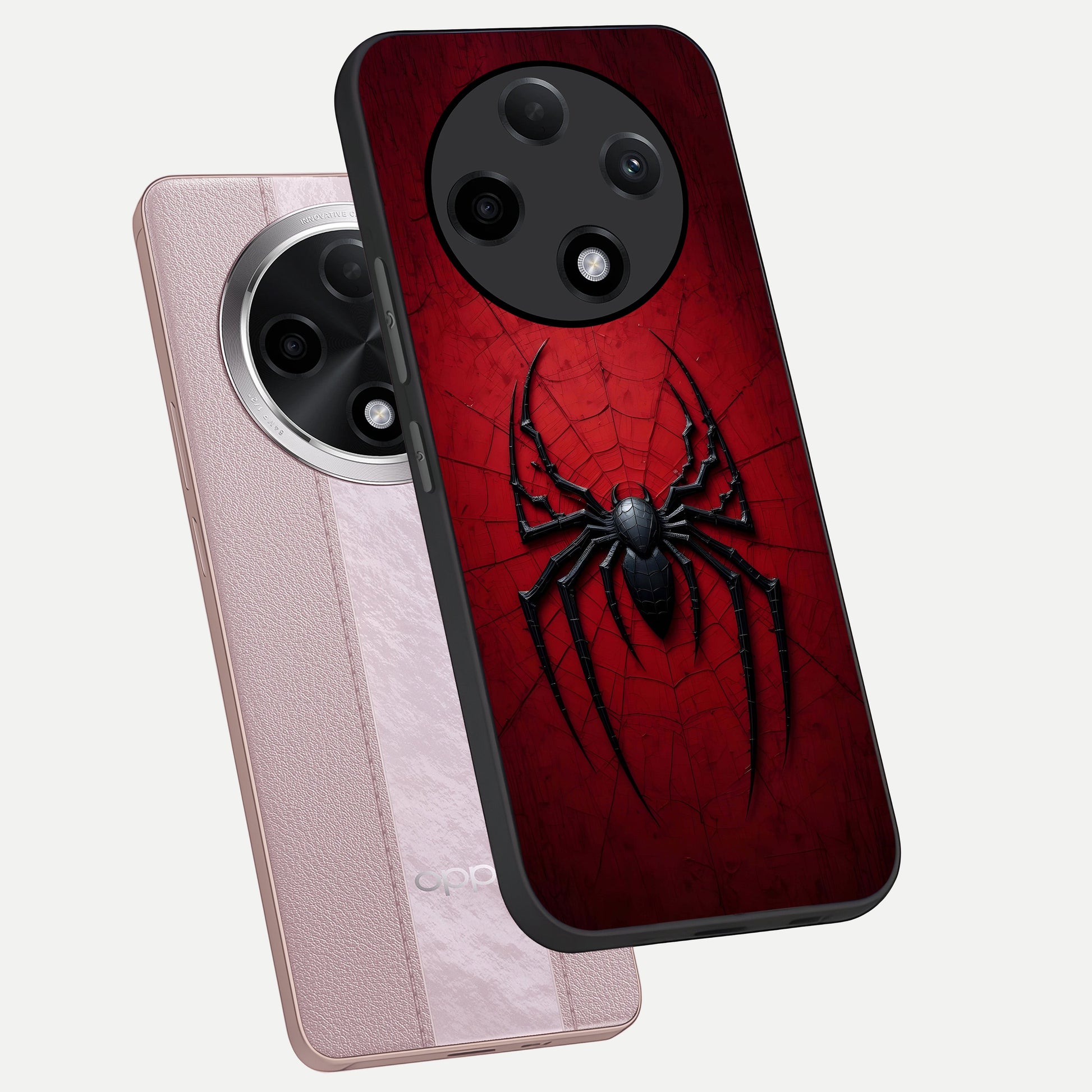  Superhero Web Emblem phone case For Oppo F27 Pro Plus showing premium glass back cover with detailed artwork