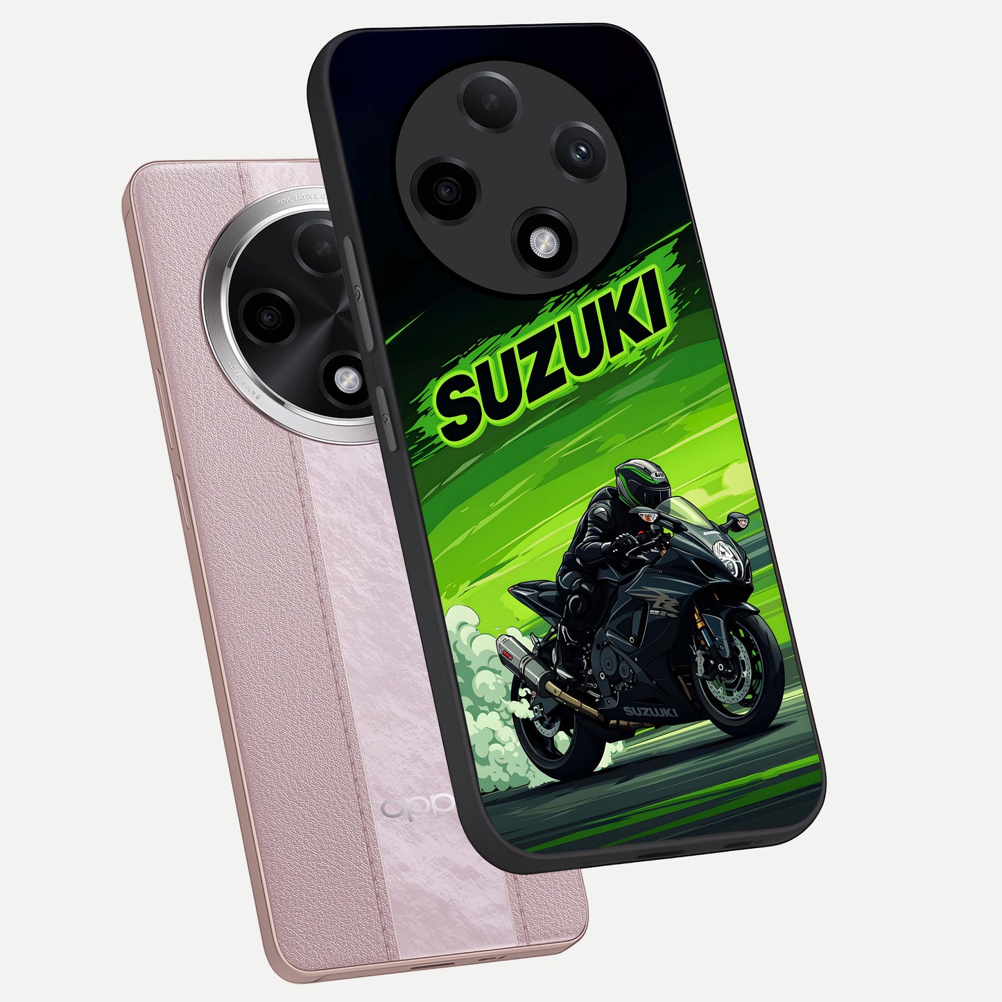  Suzuki Speed Beast phone case For Oppo F27 Pro Plus showing premium glass back cover with detailed artwork