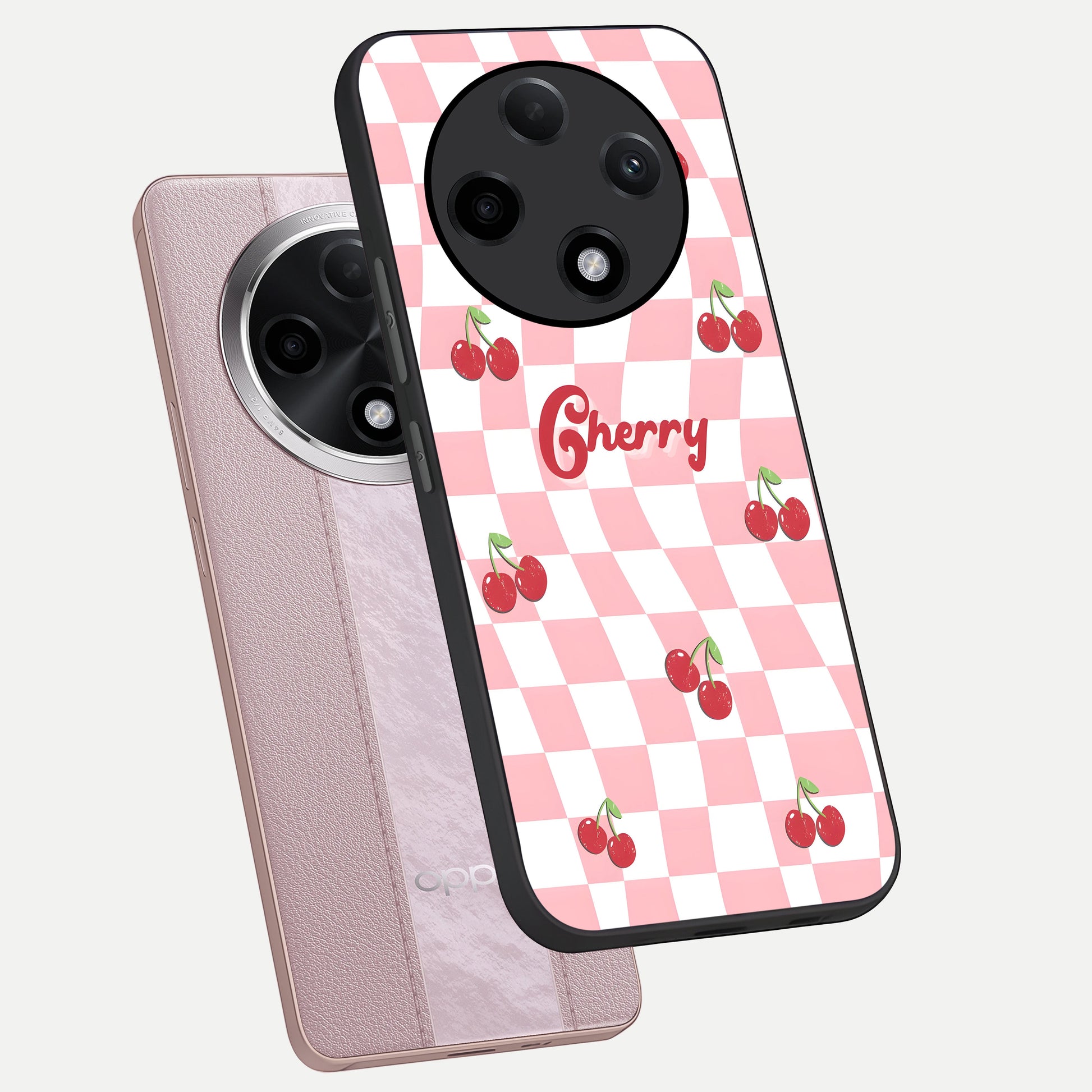  Sweet Cherry Vibes phone case For Oppo F27 Pro Plus showing premium glass back cover with detailed artwork