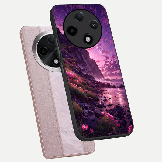  Twilight Blossom Coast phone case For Oppo F27 Pro Plus showing premium glass back cover with detailed artwork
